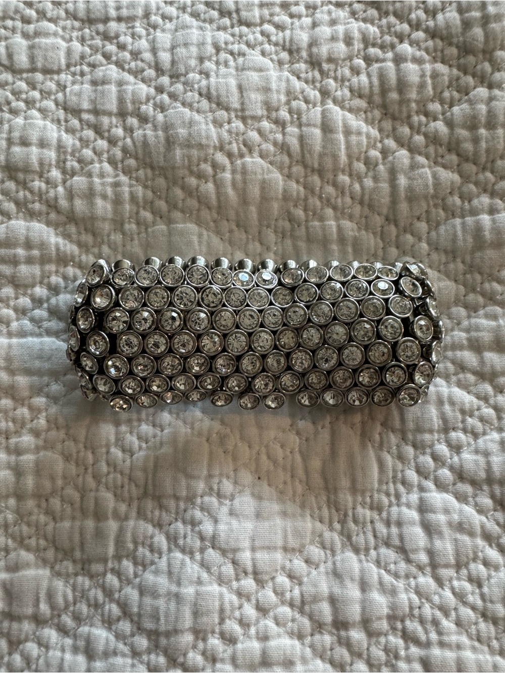 Ann Taylor Rhinestone Crystal Statement Cuff Bracelet Silver